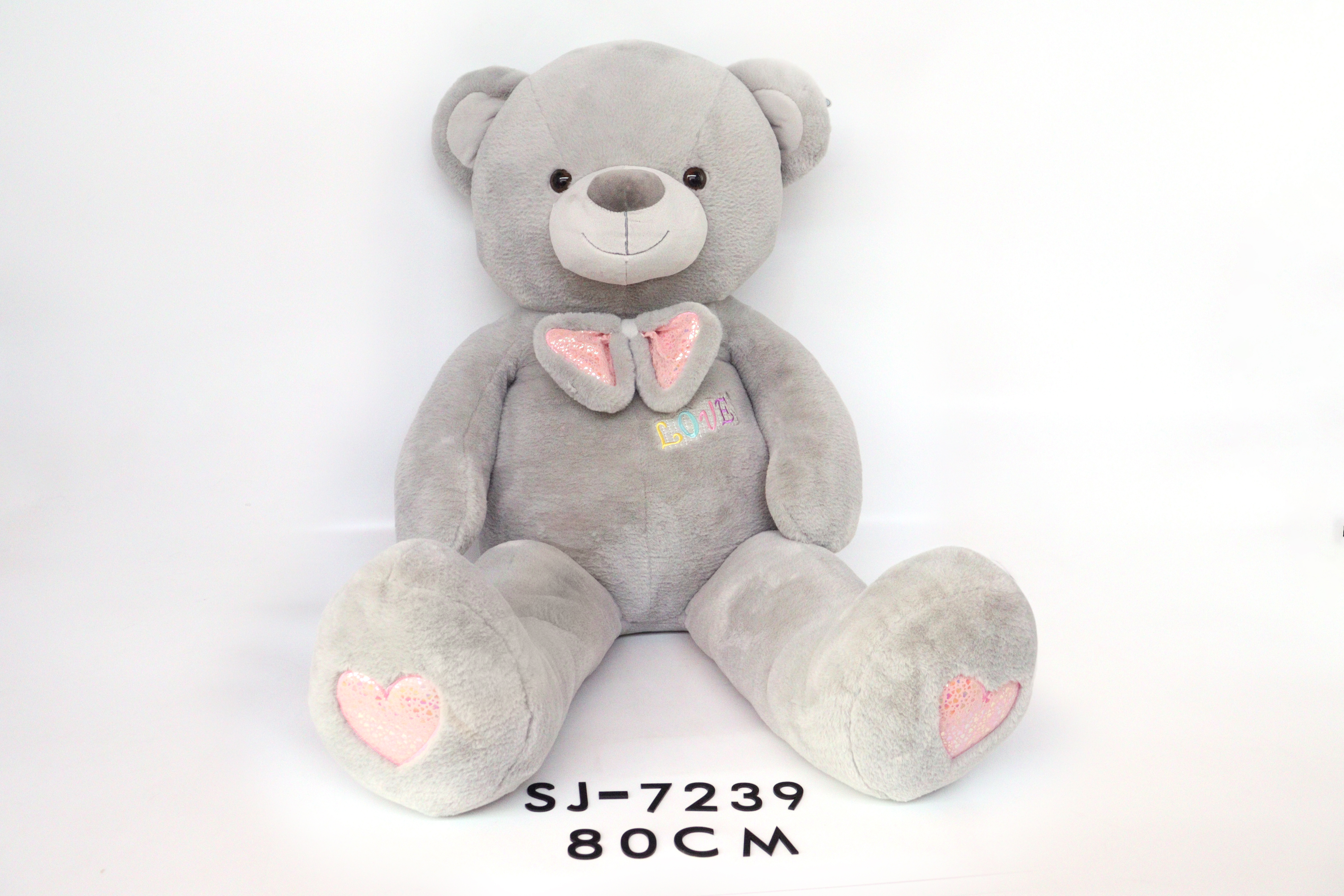 Sj-7239 80CM Large Stuffed Bow Tie Embroider Love Teddy Bear Plush Toy
