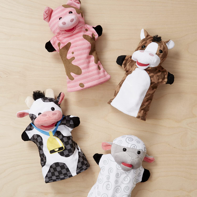 Farm Friends Hand Puppets,Cow, Horse, Sheep, and Pig Hand Puppets