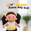 Linzy Plush 16" Yellow Aissa Rag Doll for Girls, Soft Plush, Sleeping Cuddle Buddy for Toddlers Custom Plush Doll Toy 