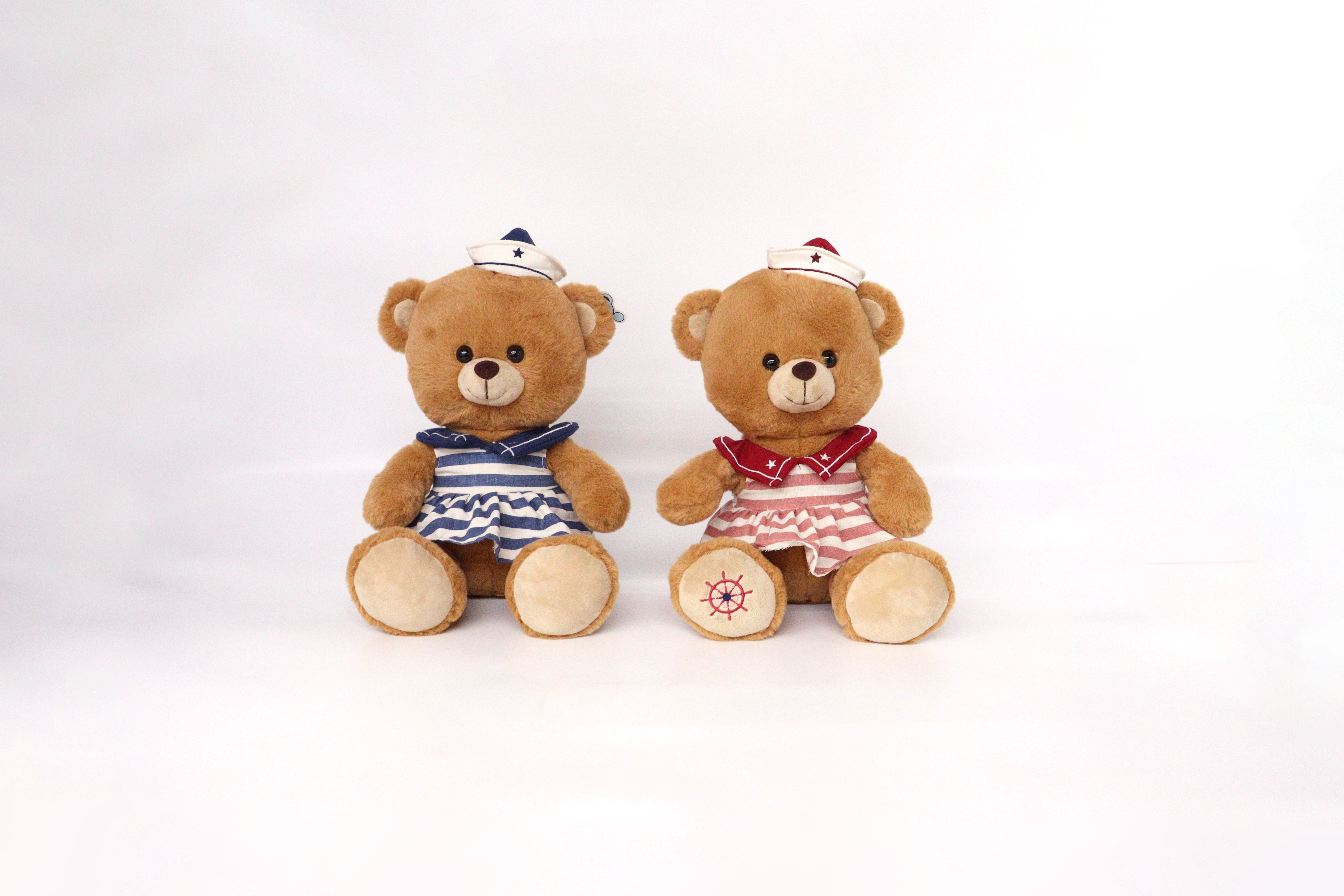 Sj-6951 30cm Stuffed Teddy Bear Plush Toy with Navy Dress
