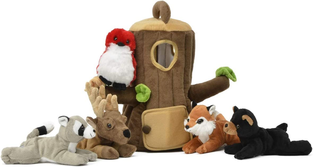 Custom A Set of Five Animals And Tree House Stuffed Plush Toy for Kids Gift