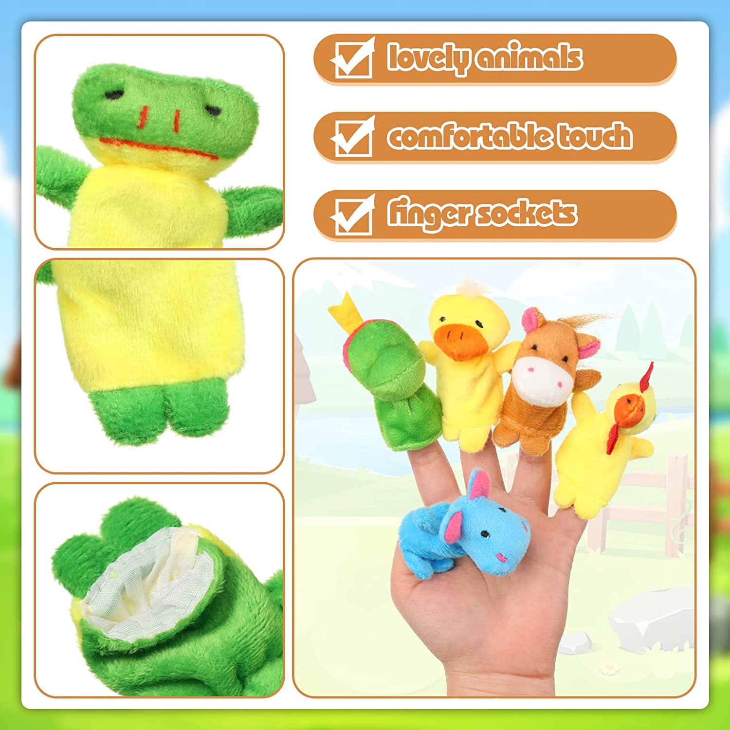 60 Pcs Finger Puppets Set,Different Stuffed Animals Finger Puppets for Role Playing, Teaching