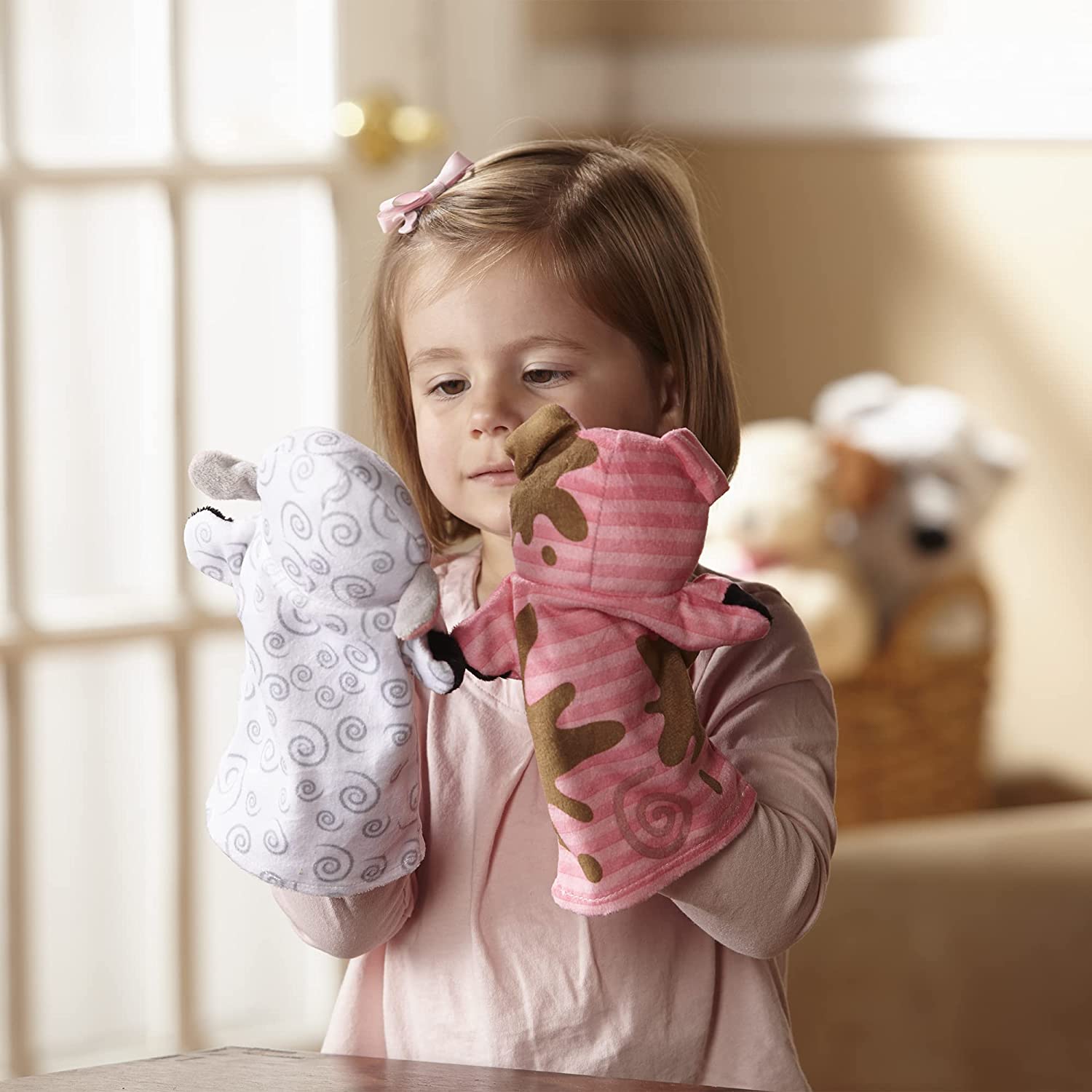 Farm Friends Hand Puppets,Cow, Horse, Sheep, and Pig Hand Puppets