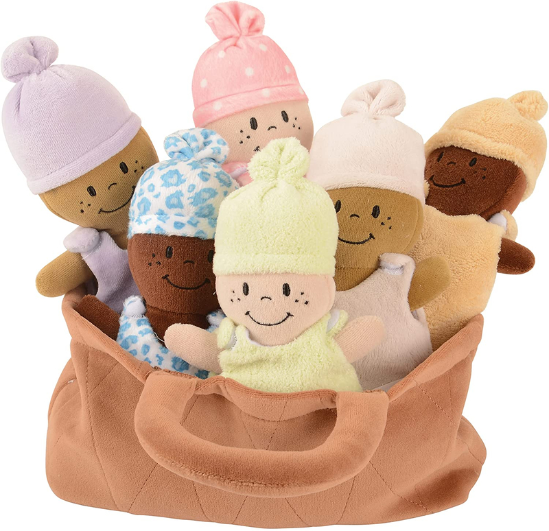 Sensory Multi-Cultural Plush,Basket of Babies Plush Dolls,Dress Up Doll Toys for Infants