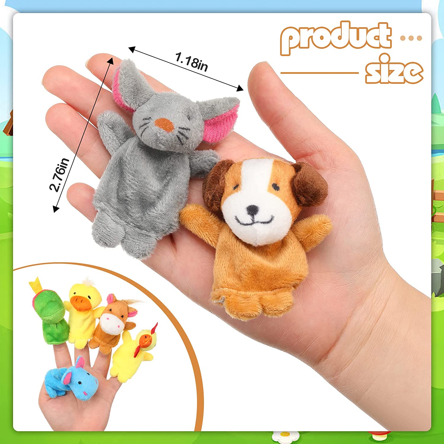 60 Pcs Finger Puppets Set,Different Stuffed Animals Finger Puppets for Role Playing, Teaching