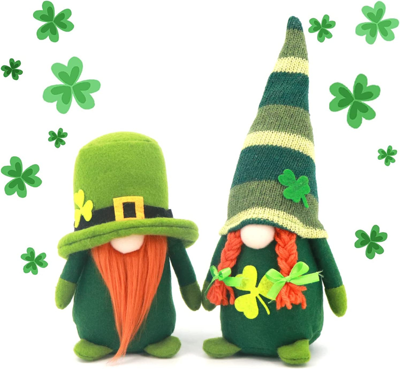 St. Patricks Day Gnome Doll Irish Elf Clover Green Leprechaun Plush Toy