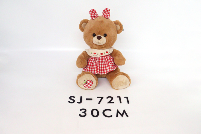 Sj-7211 30cm Stuffed Couple Teddy Bear Plush Toy with Clothes