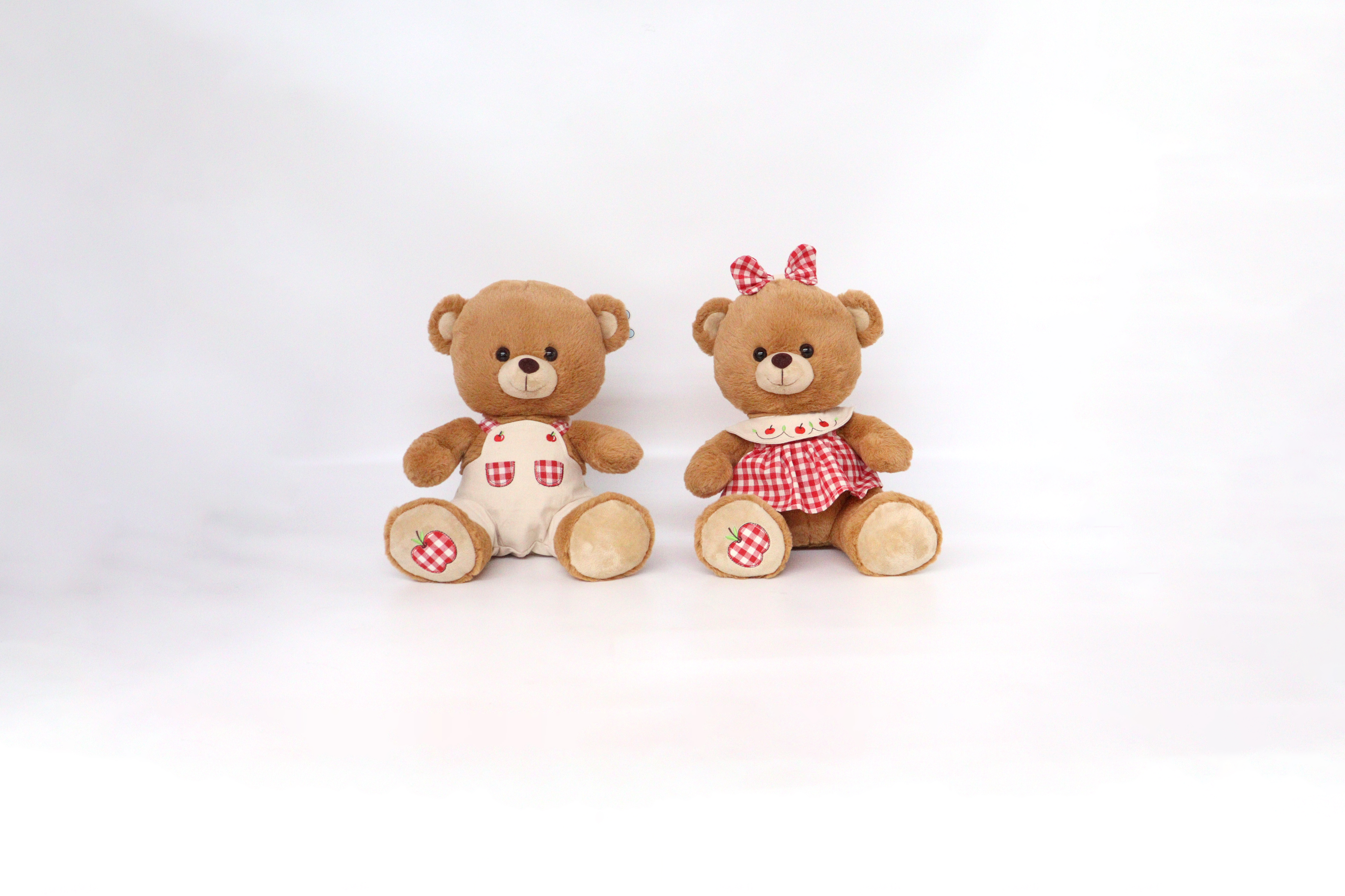 Sj-7211 30cm Stuffed Couple Teddy Bear Plush Toy with Clothes