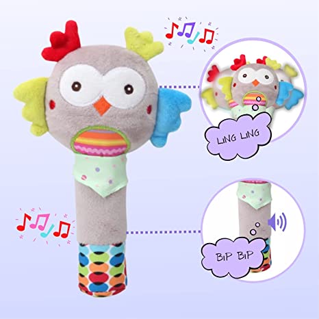 0-12 Months Baby Rattles,Hand Rattles for Babies and Infant Soft Baby Rattle Plush Toy