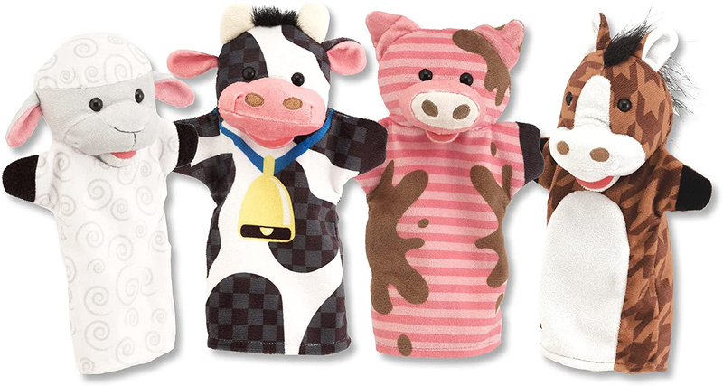 Farm Friends Hand Puppets,Cow, Horse, Sheep, and Pig Hand Puppets