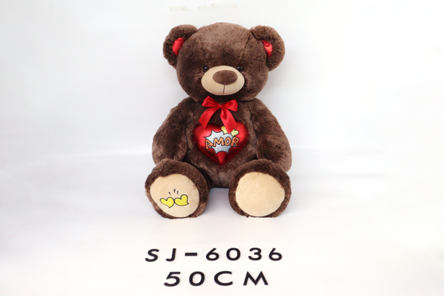 50CM Gray Brown Stuffed Love Heart Teddy Bear Plush Toy