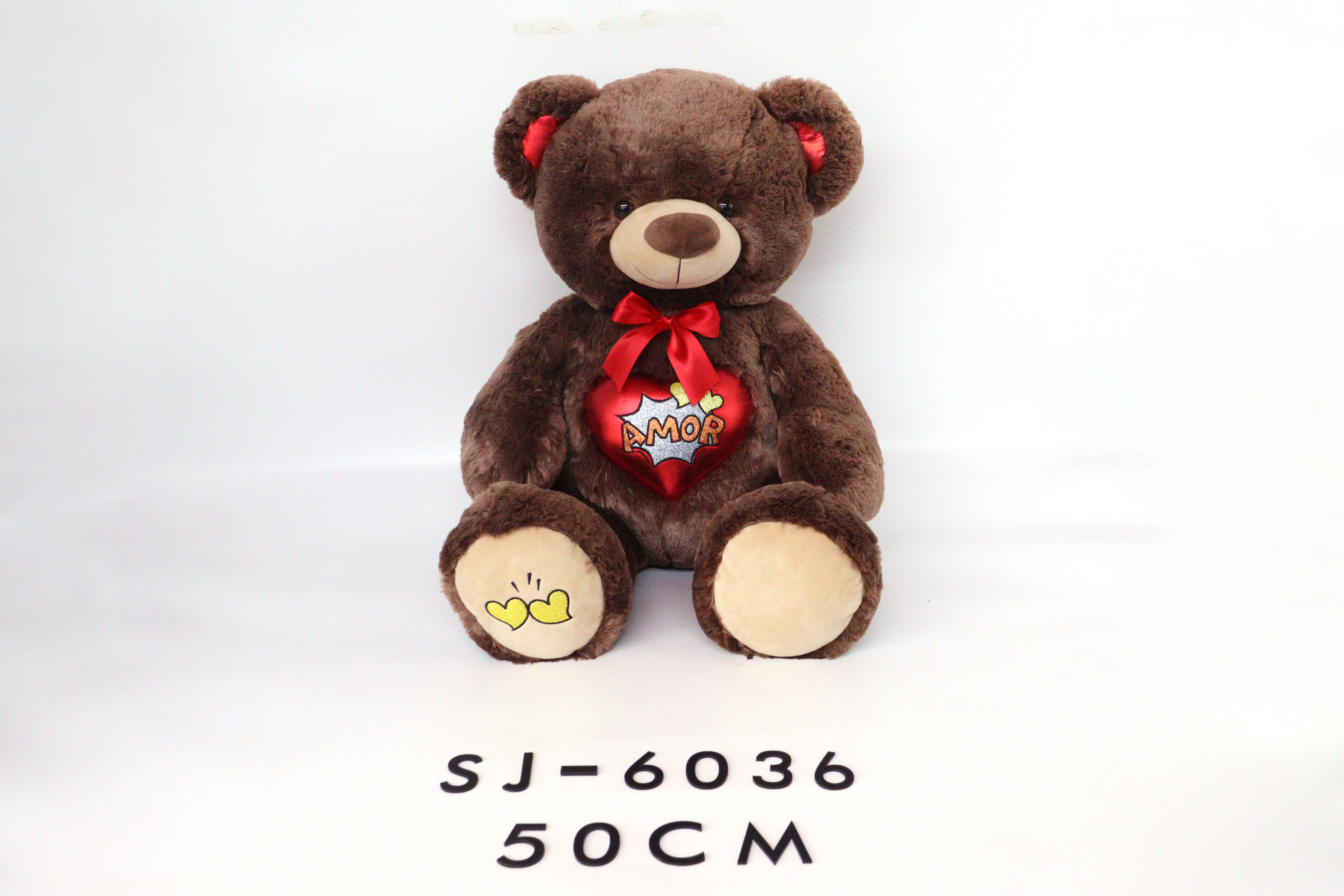 50CM Gray Brown Stuffed Love Heart Teddy Bear Plush Toy