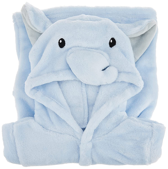 0-9 Months Baby Unisex Soft Baby Plush Blue Elephant Animal Face Bathrobe