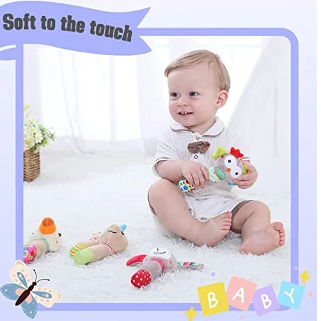 0-12 Months Baby Rattles,Hand Rattles for Babies and Infant Soft Baby Rattle Plush Toy