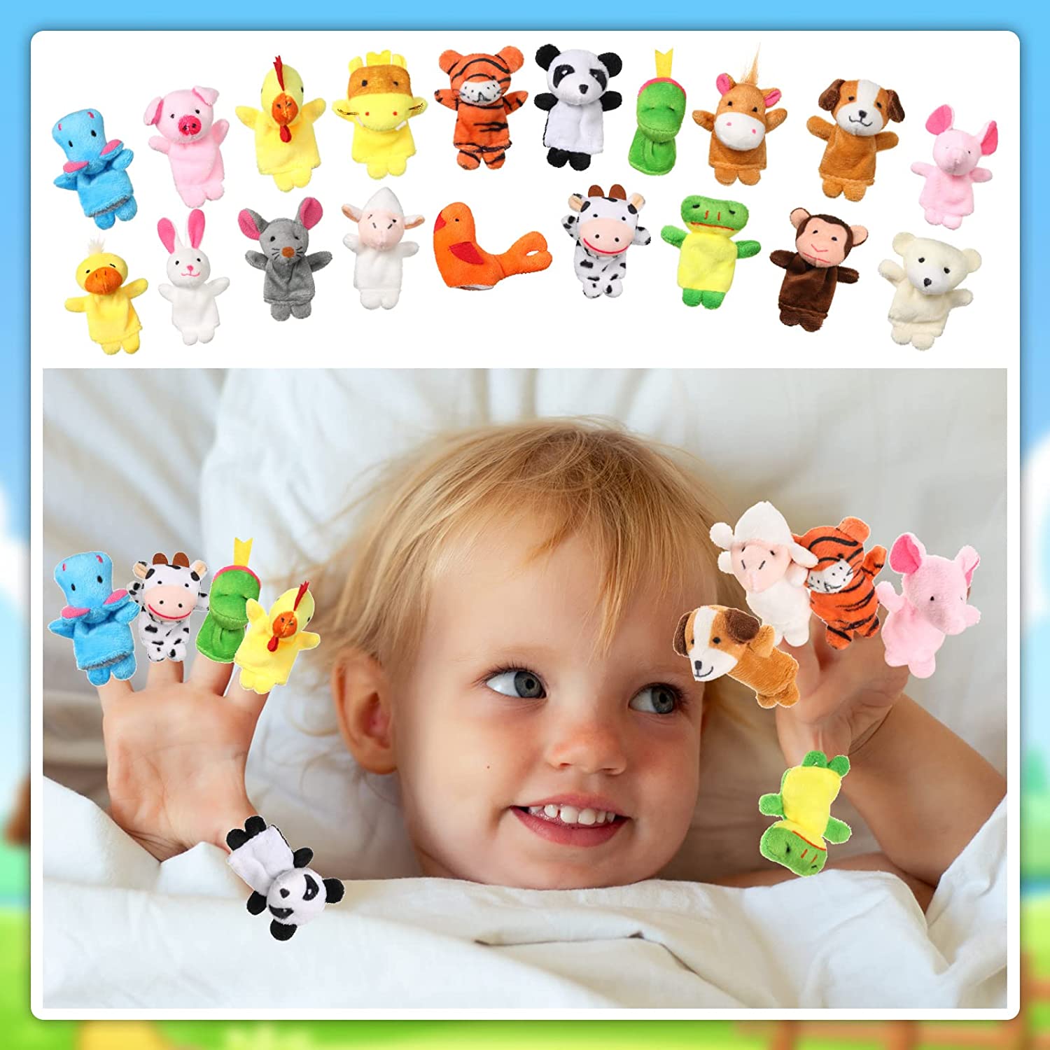 60 Pcs Finger Puppets Set,Different Stuffed Animals Finger Puppets for Role Playing, Teaching