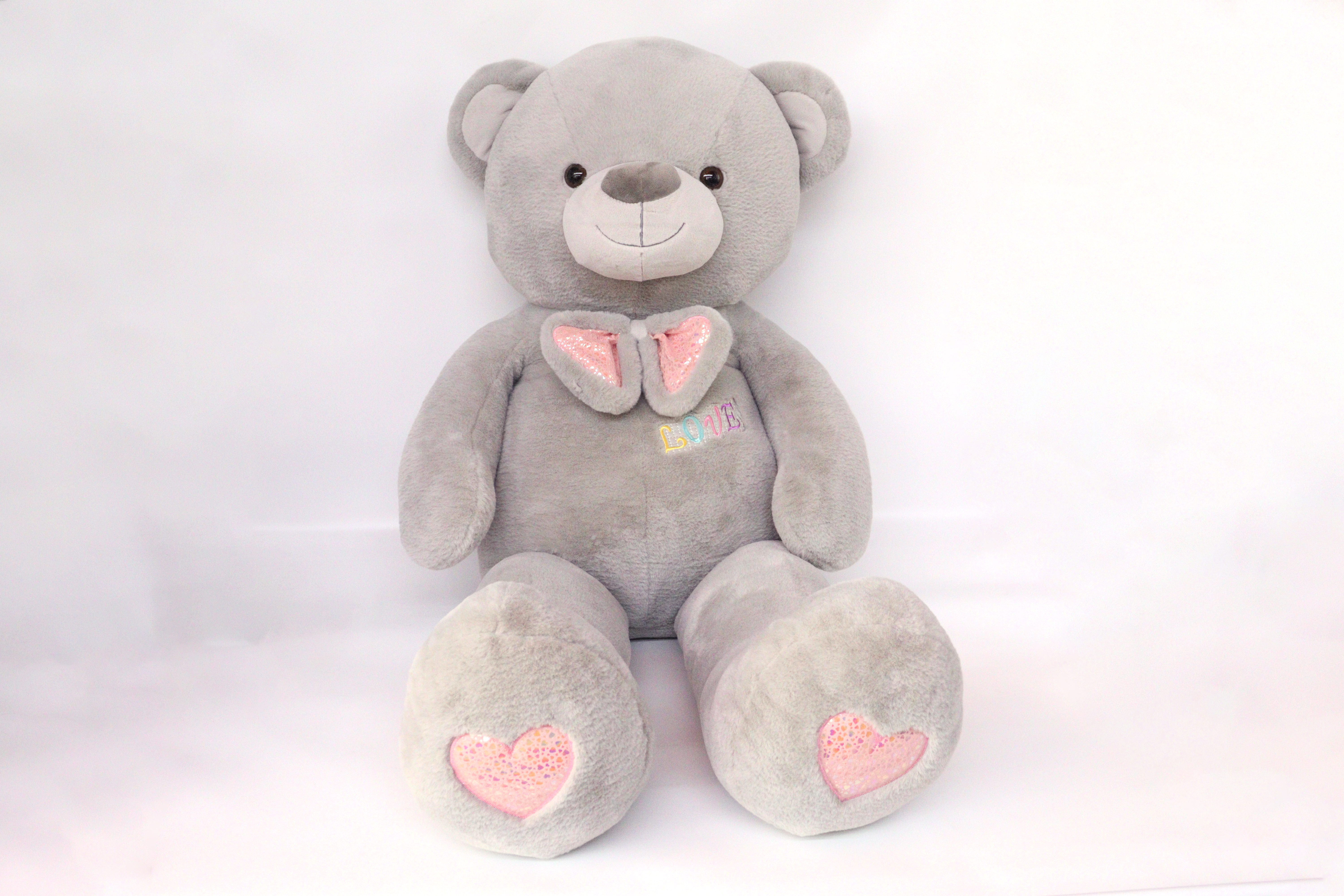 Sj-7239 80CM Large Stuffed Bow Tie Embroider Love Teddy Bear Plush Toy
