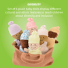 Sensory Multi-Cultural Plush,Basket of Babies Plush Dolls,Dress Up Doll Toys for Infants