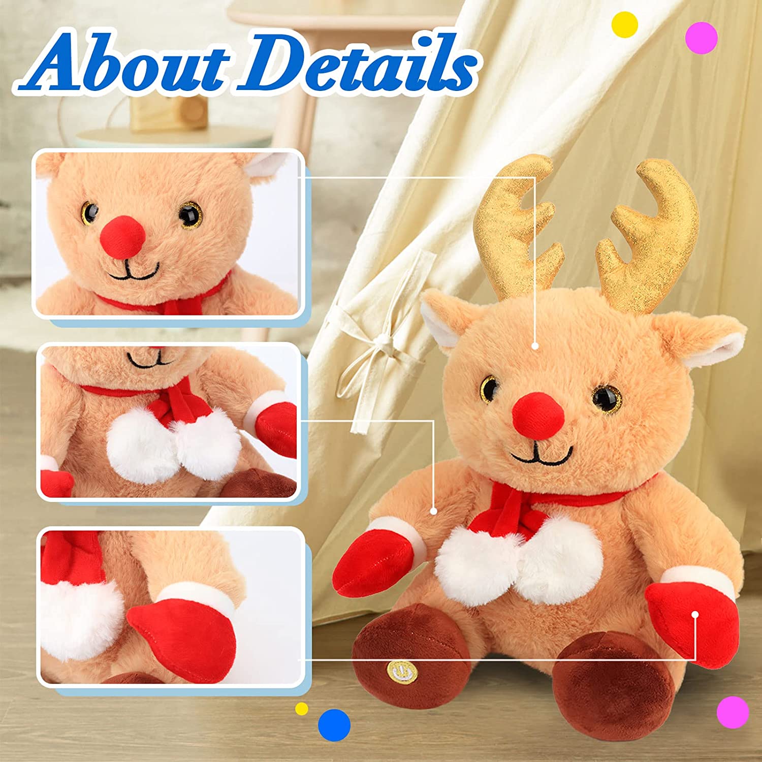 Christmas Reindeer Elk Toy Led Light Stuffed Animal Plush Toy