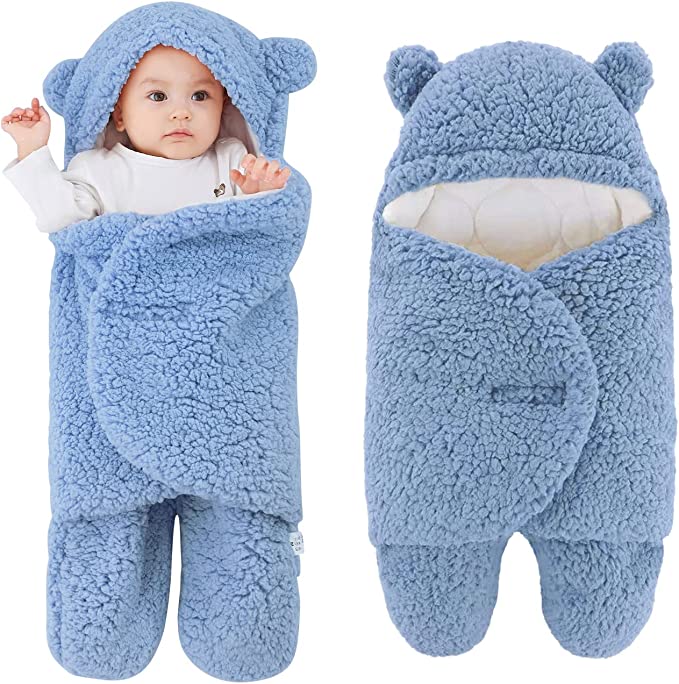 3-6 Months Newborn Plush Swaddle Blankets,Cute Bear Infant Clothes Baby Sleeping Bag