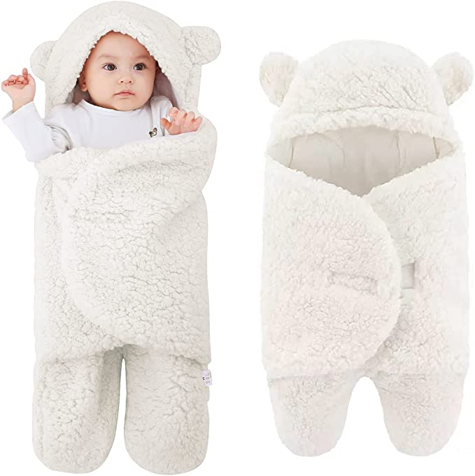 3-6 Months Newborn Plush Swaddle Blankets,Cute Bear Infant Clothes Baby Sleeping Bag