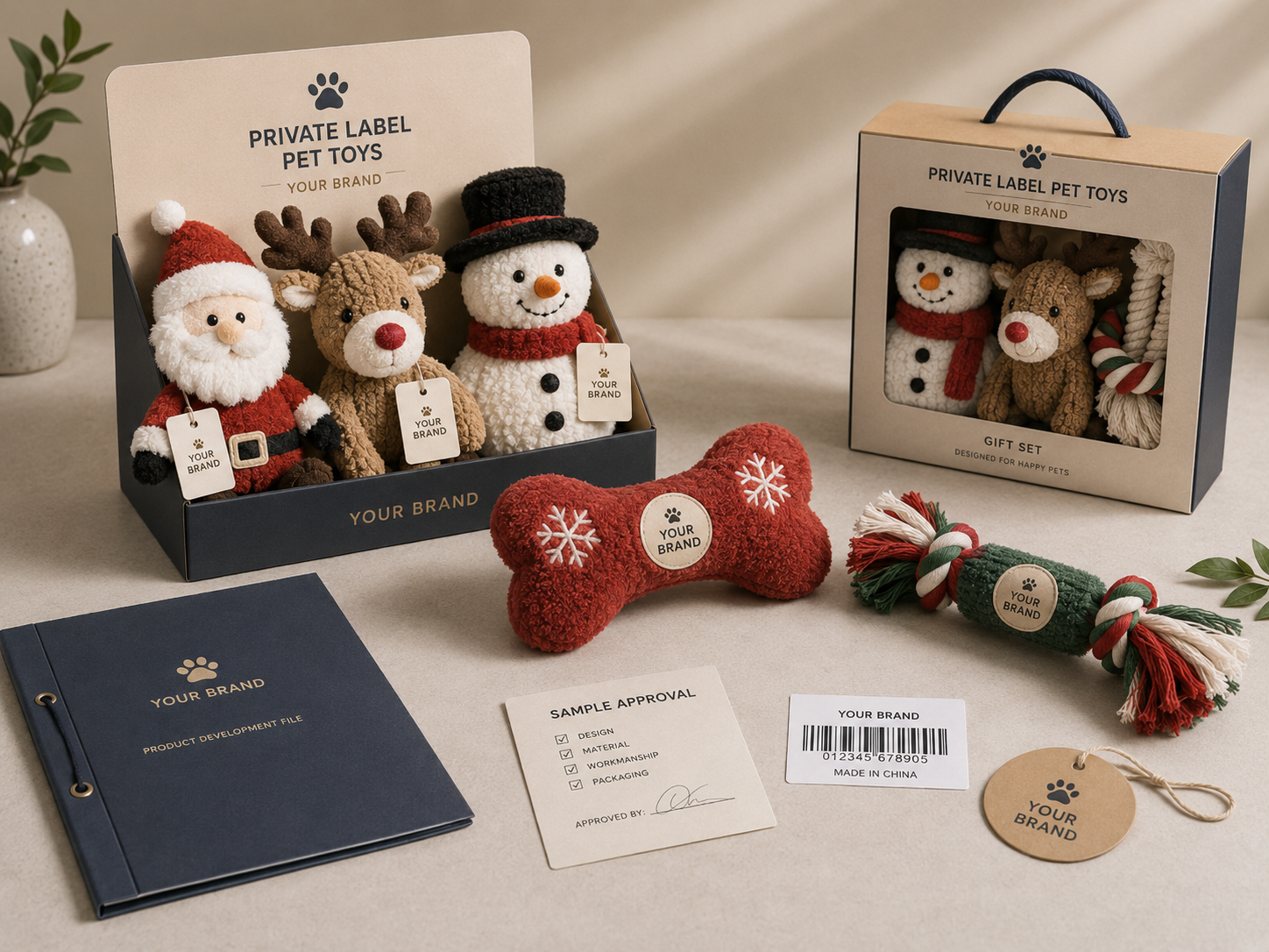Seasonal pet toy collection for Christmas Halloween Easter and retail promotions